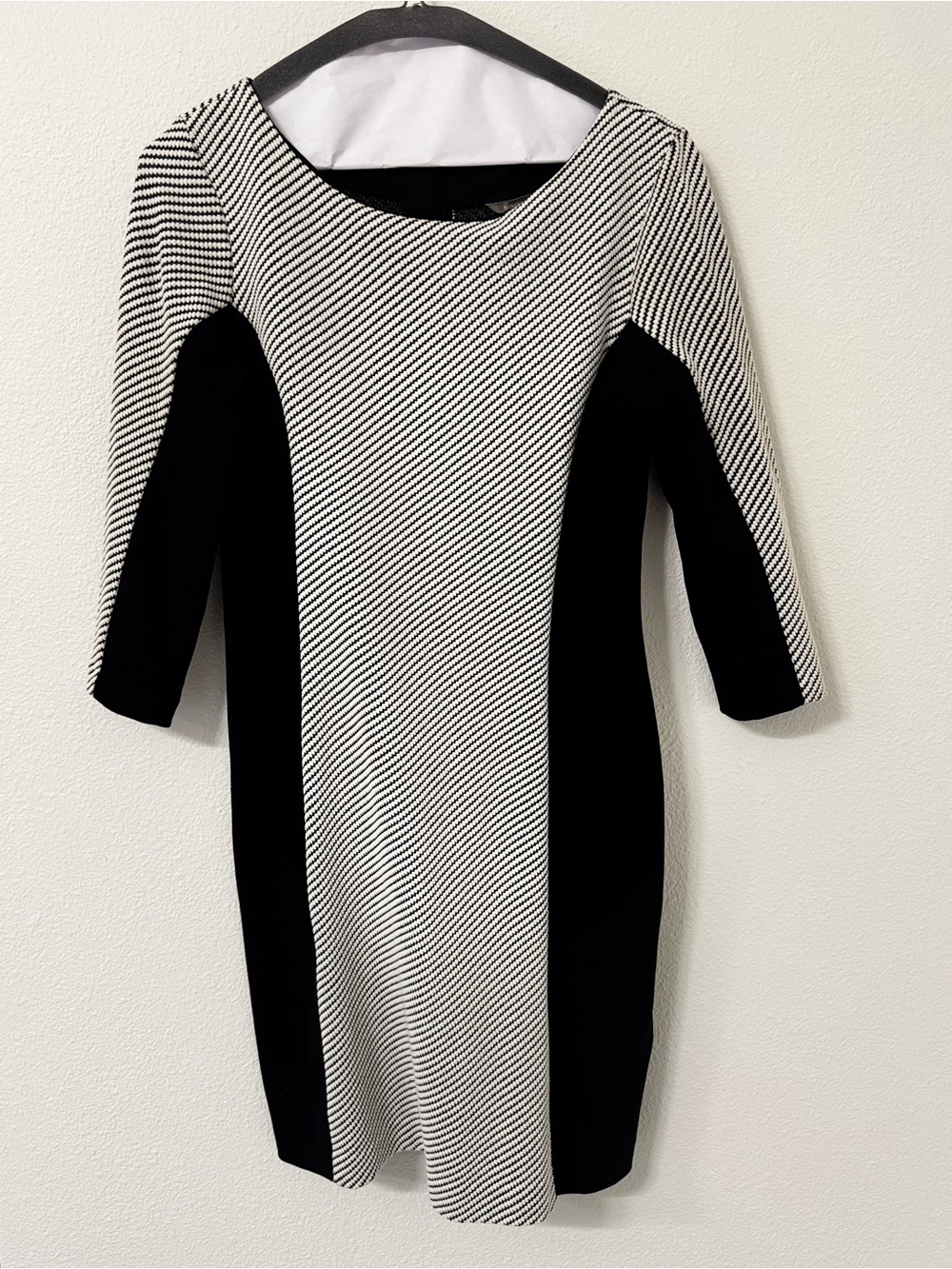Banana Republic Black & White Diagonal Panel Midi Dress